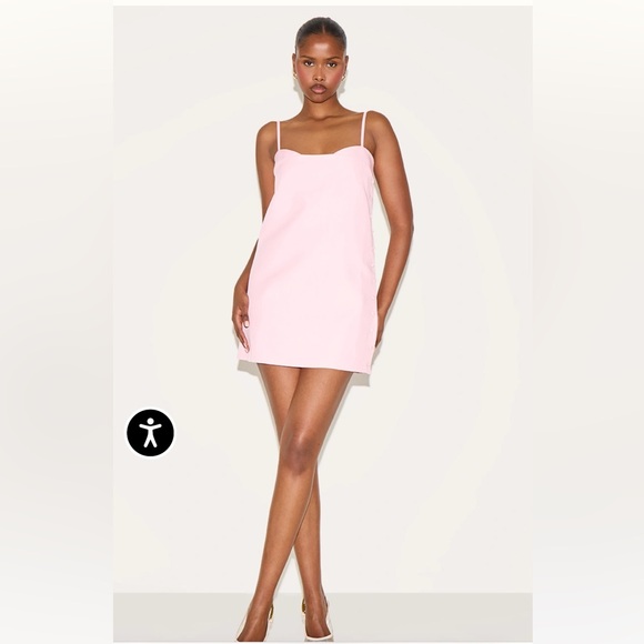 PINK WOVEN SIDE BUTTON DETAIL MINI A-LINE DRESS - Picture 3 of 5